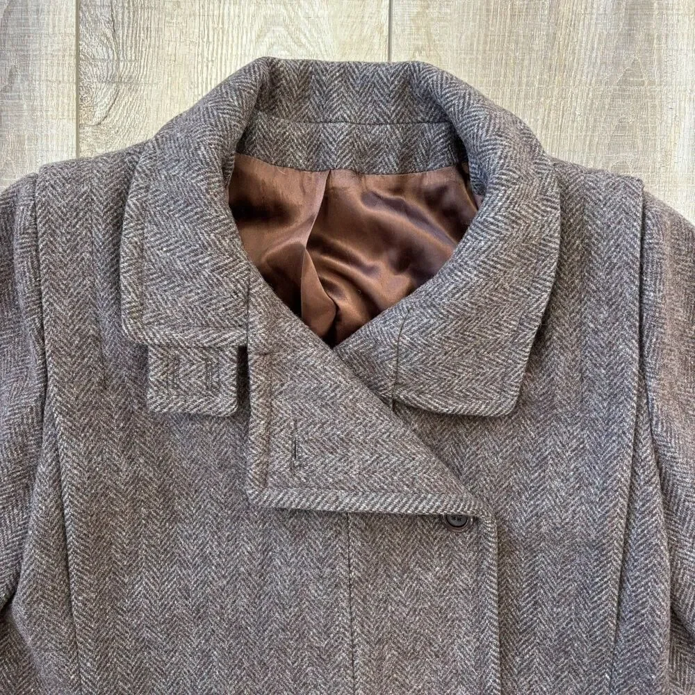 Vintage Jill Jr Womens Herringbone Wool Coat Size M/L 60s Union Made USA Classic - Picture 11 of 16